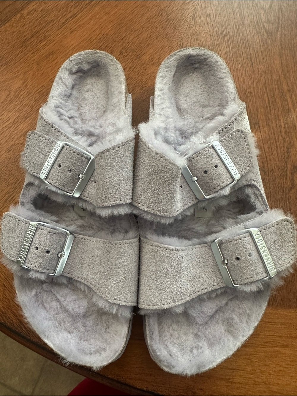 Birkenstock lavender Suede Shearling Arizona Sandals
